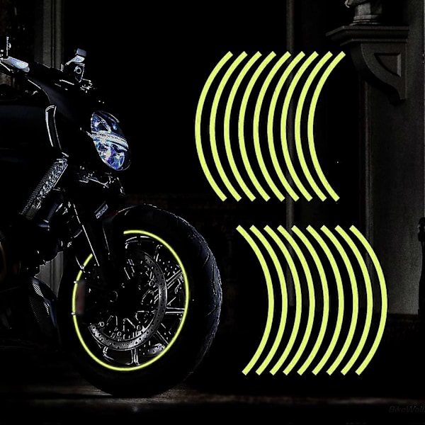 12\" Reflekterende Fælgbånd Klistermærke til Motorcykelhjul Bil Cykling Nat Reflekterende Sikkerhedsdekoration Stribe Universal (Gul)