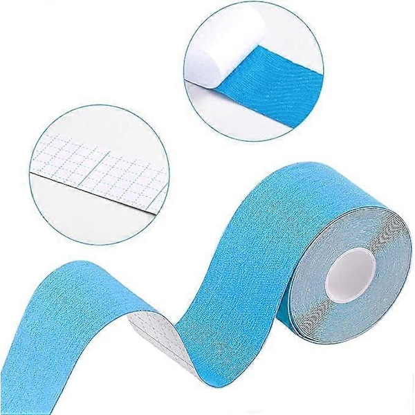 Sport Kinesiologitejp för Muskler, 5 m x 5 cm, Vattentät &amp; Elastisk Kinesiologitejp för Sport, 2 Rullar (1 x Blå, 1 x Blå)