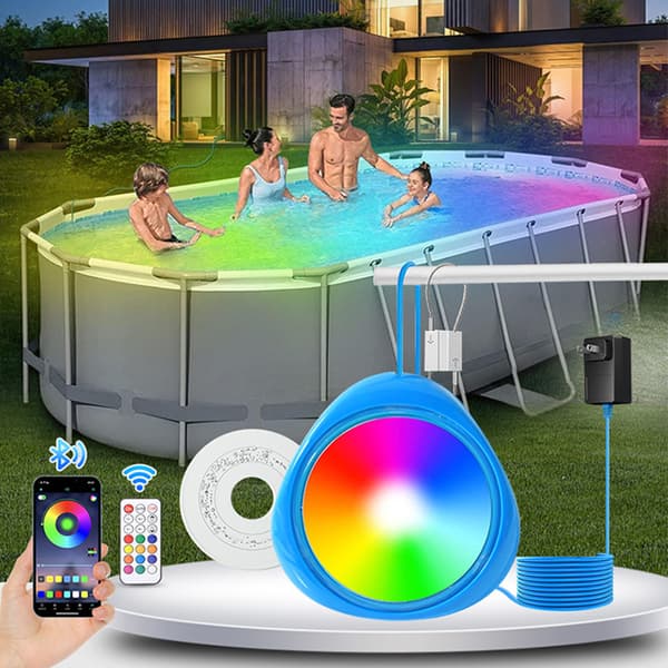 20W RGB LED Bassenglys med Magnet, IP68 Vanntett, Dimbar