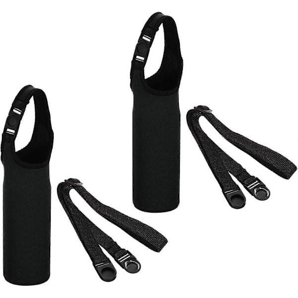 67mm x 185mm Vattenflaskhängare Väska, 2-pack Portabel Isolerad Flaskhållare med Avtagbar Justerbar Axelrem, Svart