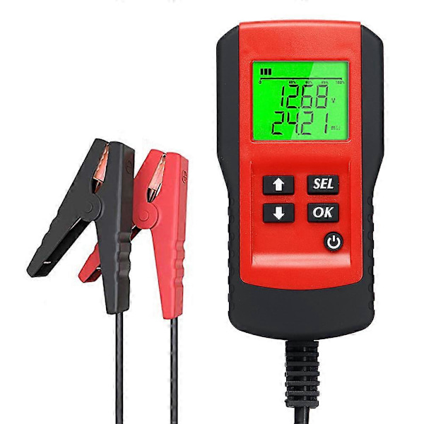 Elektrisk bilbatteri test batteri god og dårlig levetid kapacitet modstand effekt tester rød