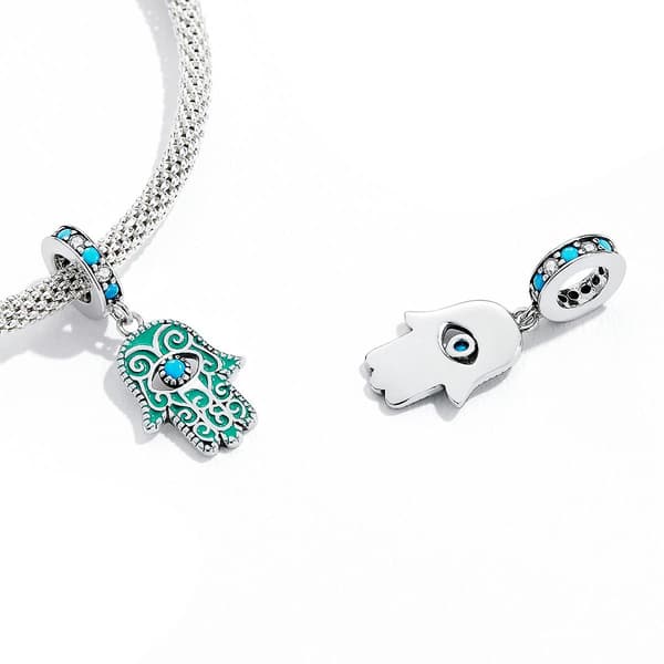 S925 Sterling Sølv Fatima Hånd Anheng