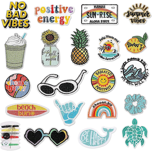 20 Stycken Vintage Applikationer Stryk-på-lappar Sy-på-applikationer Hippie Broderi Retro Hippie Patch för T-shirt Ryggsäck Jeans Jackor Kläder Hatt