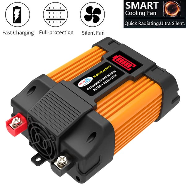 4000W DC 12V til 220V spenningsomformer, med dobbel 4.2A USB-lader og batteristrømdisplay