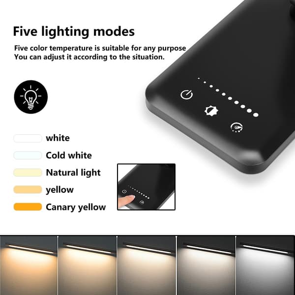 Hvit krone LED-bordlampe dimbar bordlampe leselampe med USB-ladeport, 5 lysmoduser, sensitiv kontroll, 30/60 minutter timer (hvit, Fi)