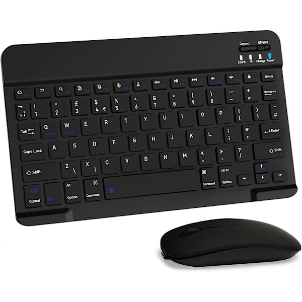 Tangentbord, Uppladdningsbart Ultra-Slim Universellt Tablet-Tangentbord, Portabelt Bluetooth-Tangentbord för Laptop/Desktop/Telefon, Svart
