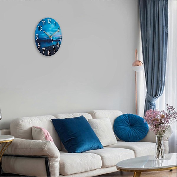 Moderne Stille Kvarts Veggklokke 30cm Batteridrevet, for Soverom, Hjem, Kjøkken, Rom, Kontor, Skole, Mørkeblå
