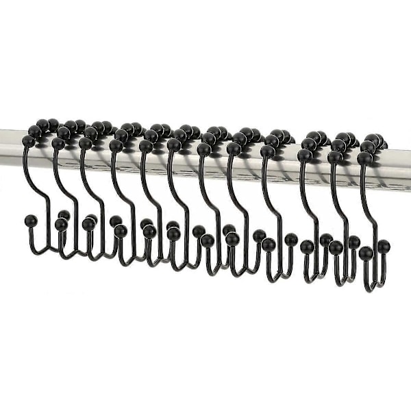 12 Brusehovedringe i rustfrit stål, rustbestandige metal bruseforhængsringe sorte 3,57,7 cm