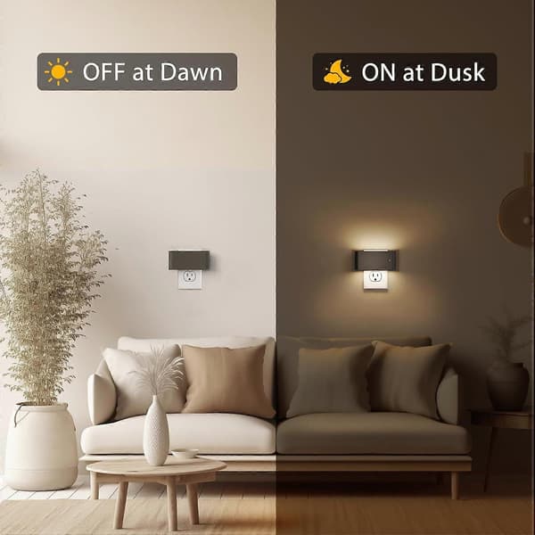 Väggmonterad nattlampa, 2-pack, LED-nattlampa med skymningssensor