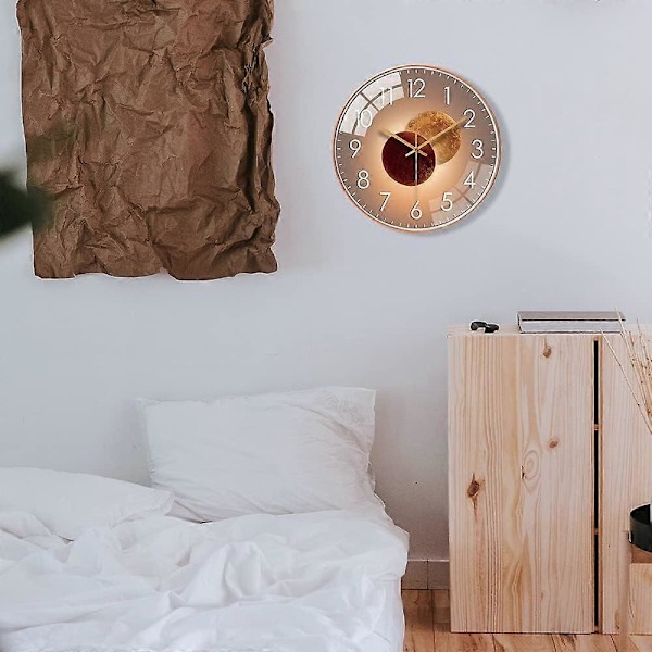 30 cm hiljaiset seinäkellot olohuoneeseen, keittiöön, moderni design, seinäkellot, kvartsikello (Venus Gold)