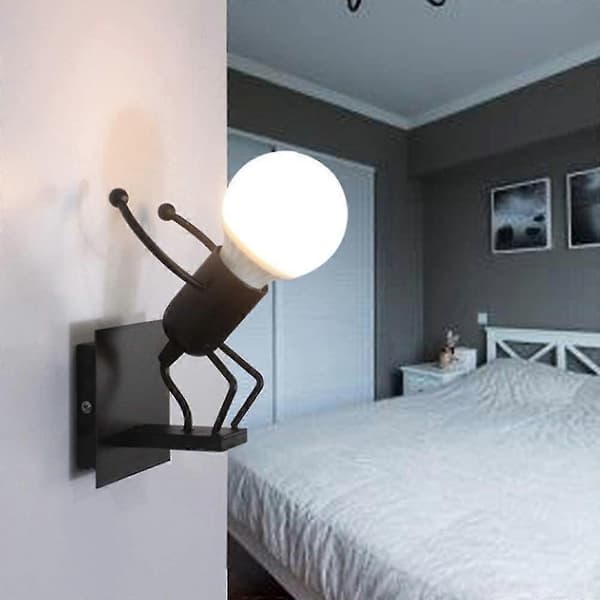 LED-sisäseinävalaisin, moderni seinälamppu, E27 vintage metallilamppu, musta