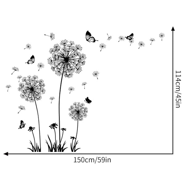 Väggdekal maskros, väggdekal maskrosboll fjärilsblommor