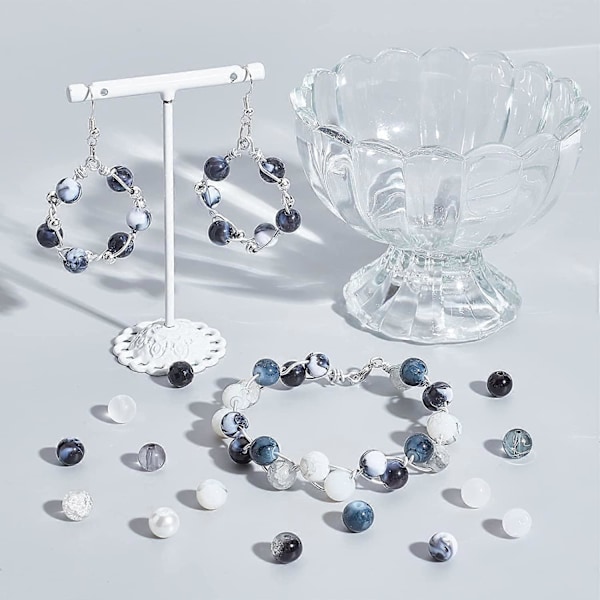 24 Färger 8mm Runda Glaspärlor, 720st Svarta Vita Armbandspärlor Bulk Marmor Lösa Pärlor Distanser för Armband Örhänge Halsband Smyckestillverkning Halloween
