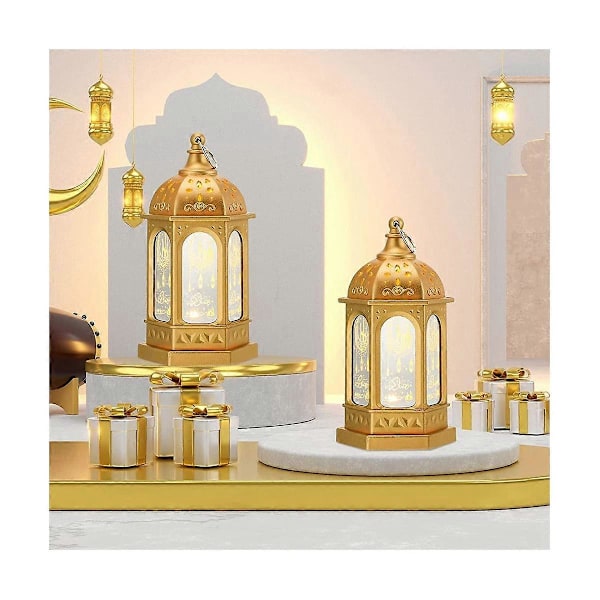 12 stk Mini Ramadan Candle Mubarak Lantern LED Eid Mubarak Lantern Måne Stjerne Lanterner Marokkansk Stil H