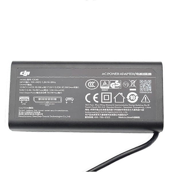 Batterilader med vekselstrømkabel for DJI Mavic 2 Pro / Zoom Drone 60W Utgangseffekt Tilbehør Tilbehør 99% NY