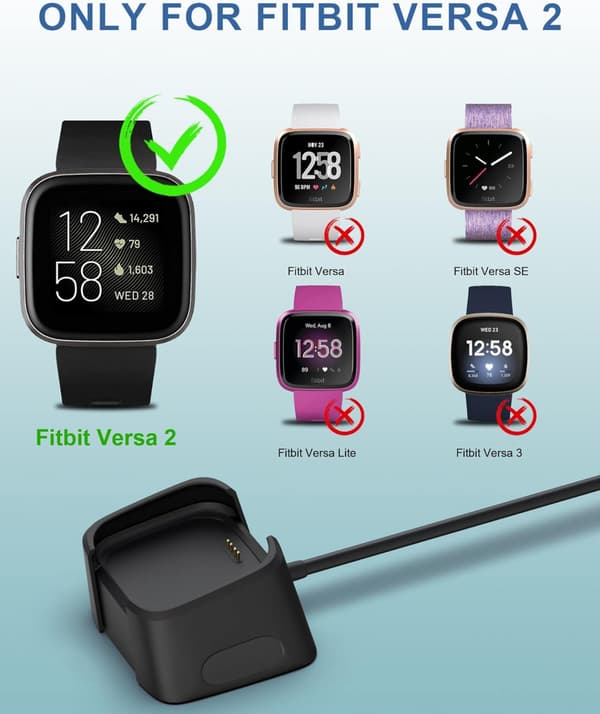 Versa2 ladekabel (A) $ Gjelder for Fitbit Versa 2 smartklokkelader Versa2 ladekabelbrakett ladebase