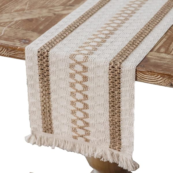 Vaskbar makrame bordløber med kvaster til hjem og køkken, 30 x 140 cm