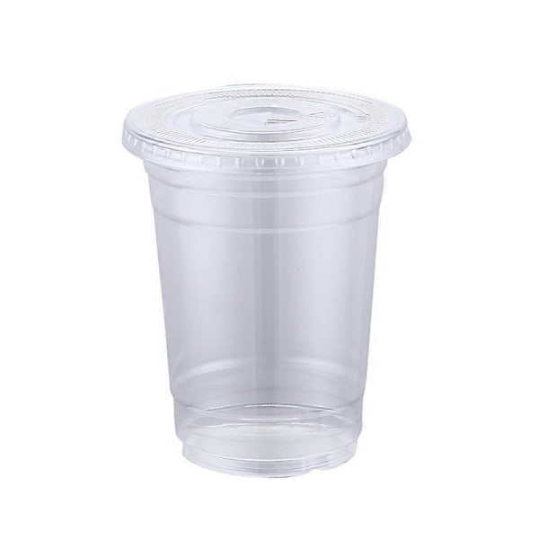 (JWDd) 100 st 360 ml Plastmuggar med Platta Lock Perfekt för Iskaffe &amp; Smoothies