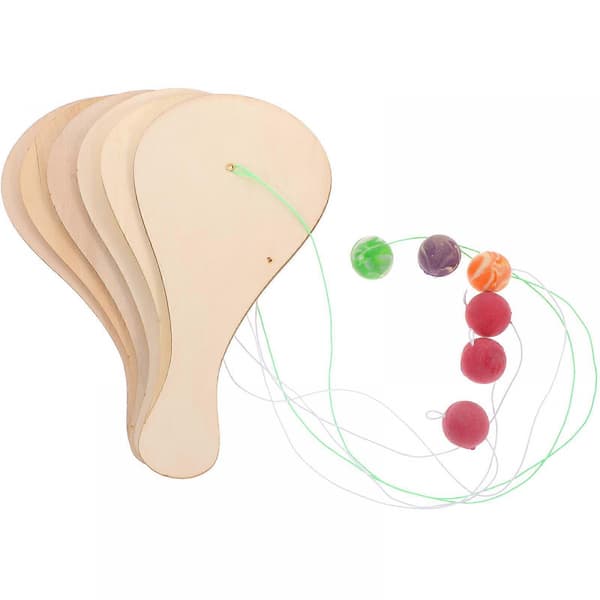 6 st Trä Paddelboll Spel Inomhus Utomhus Paddelboll Leksaker Spel för Barn