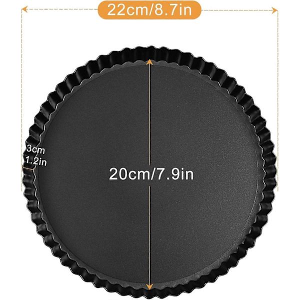 Quicheform, 22 cm kageforme med løs bund, små bageforme, non-stick kageforme, quichefad