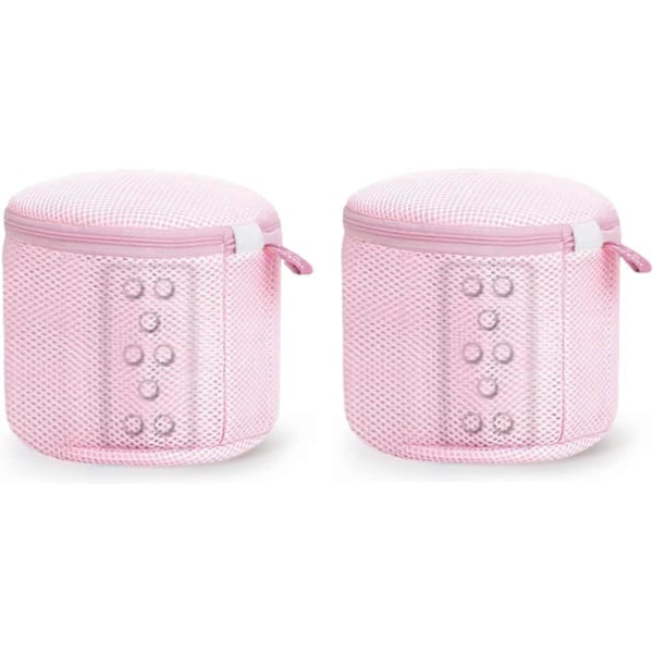 Undertøy Vaskenett Vaskemaskinpose BH Mesh Vaskepose 2 STK Gjenbrukbar Vaskemaskinpose med Glidelås for BH (Rosa)