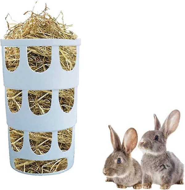 2 stk. Græsfoder, Høfoder, Kaninhøfoder, Foderdispensere Plastikskål Hængbar Spiselig Porøs, til Marsvin, Chinchilla, Kaniner, Blå