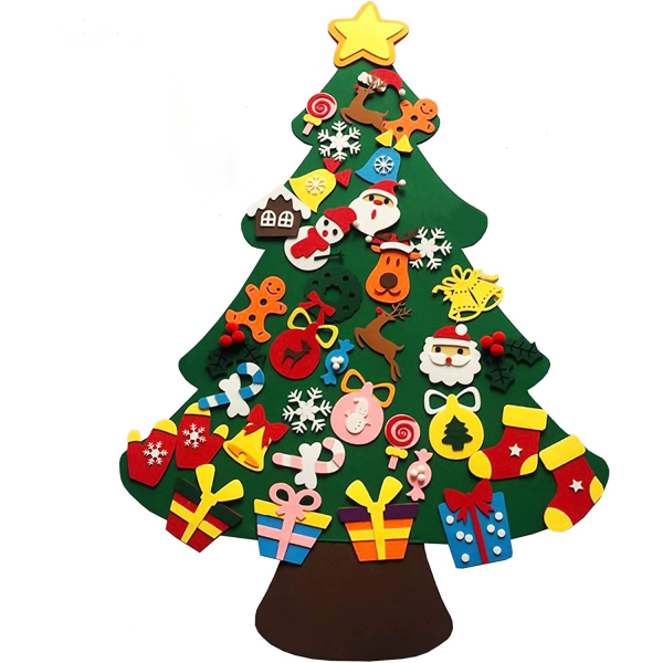 DIY filt julgran filt julgransdekorationer för barn Tillbehör klistermärke