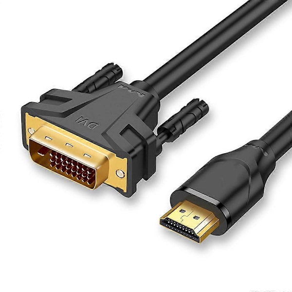 HDMI A til DVI Adapterkabel - 2m (ikke egnet for tilkobling til SCART eller VGA porter), Svart