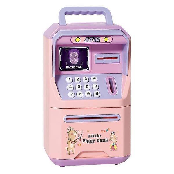 Rosa Elektronisk Sparebøsse Mini ATM Sparebøsse med Passord for Barn Perfekt Gave til Gutter og Jenter