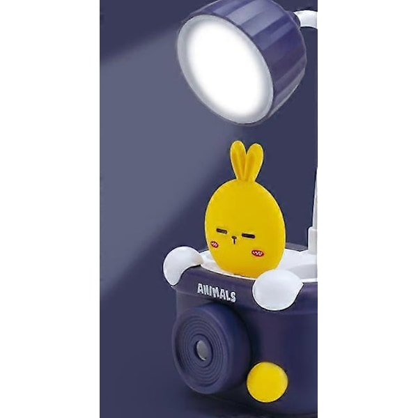 Rosa Skrivebordslampe, Dimbar Skrivebordslampe for Barn med 2 Lysmoduser, Oppladbar LED Skrivebordslampe med Pennholder og Telefonholder, Bordlampe med Øyebeskyttelse