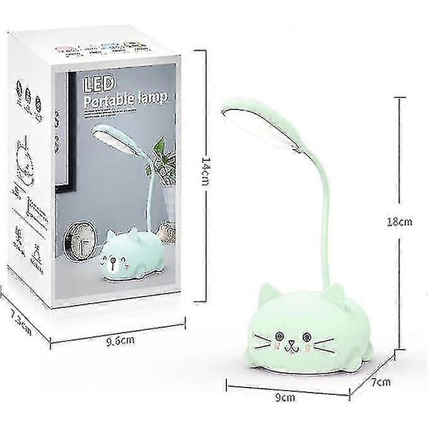 Skrivbordslampa för barn, söt kattlampa med flexibel arm, USB-uppladdningsbar skrivbordslampa, ögonskydd, läslampa, tecknad Kawaii sänglampa