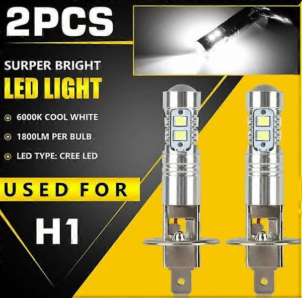 Frontlyspærer, 2x H1 6000K Super Hvite 100W LED Frontlyspærer Kit Lav Beam