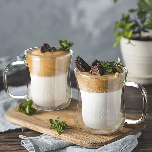 Dubbelväggiga latte macchiato-kaffekoppar, glas, 2 stycken, 350 ml
