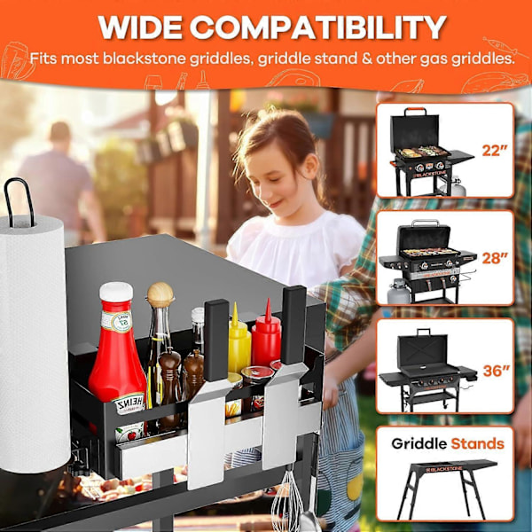 Griddle Caddy för Blackstone 28\"/36\", BBQ Grill Förvaringsorganisatör med Magnetisk Verktygshållare