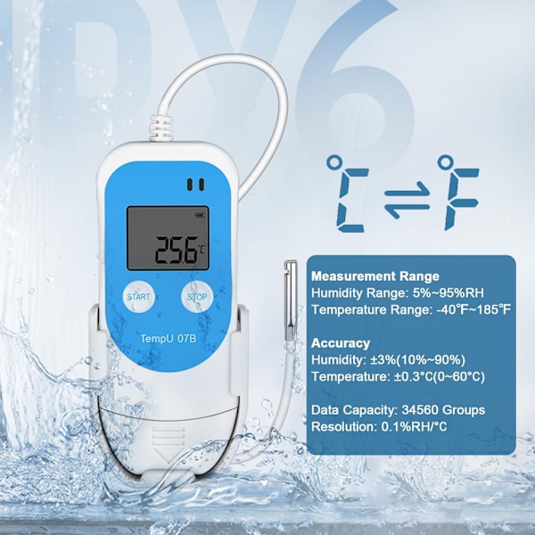 Temperatur-/fuktighetslogger Digital USB-data Termometer Hygrometer för Kylskåp St