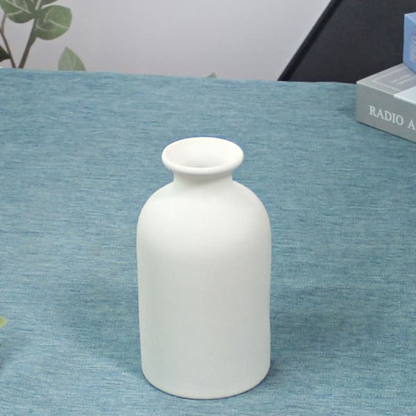Hvit keramikkvase, pampasgressvase sett med 3, moderne boho rustikk dekor, 15 cm