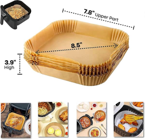 Airfryer-papper engångs kvadratiska airfryer-pappersark 100 st.