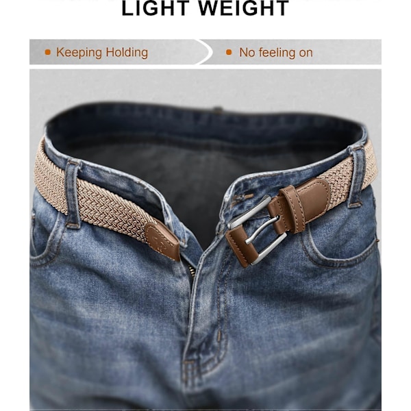 Bälte för män, 2-pack, herrpresenter, elastiskt flätat webbbälte för vardagliga golfjeans