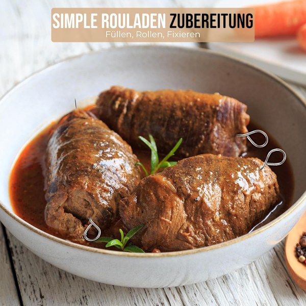 25 stk. Rouladenåler i rustfritt stål - 15 cm lange kjøttspyd - Høykvalitetsspyd i sett (25 stk. - Nåler)