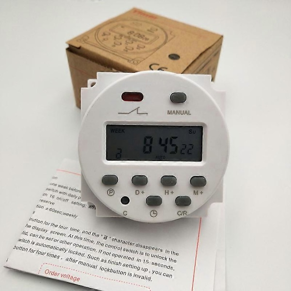 Ajastinkytkin AC 220V-240V 16A ohjelmoitava digitaalinen LCD-elektroninen aika