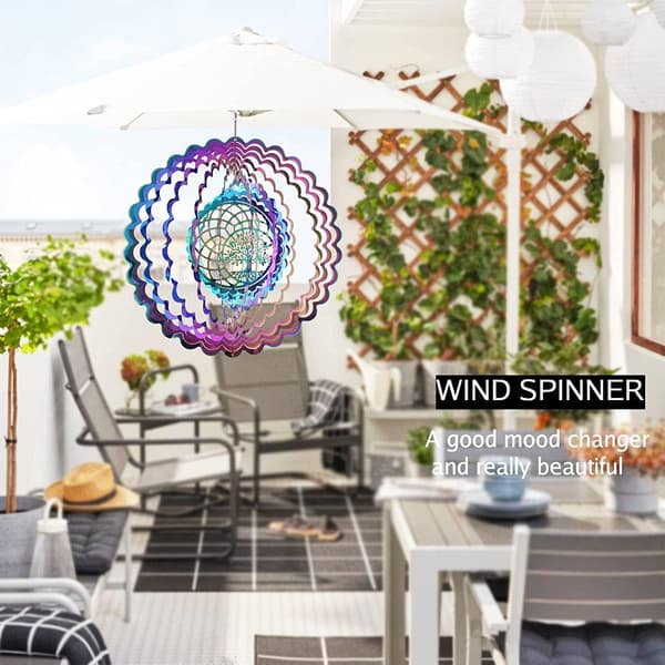 Vindklokke i rustfrit stål 3D hængende vindspinner 25 cm let roterende