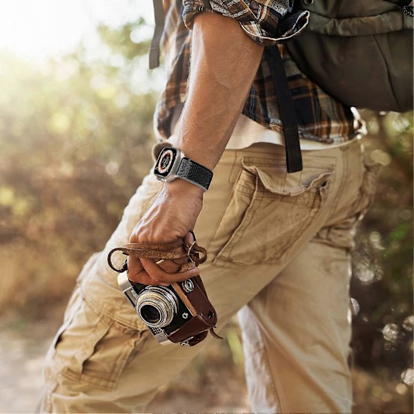 Musta Harmaa Trail Loop -ranneke, yhteensopiva Apple Watch Ultra 49/45/44/42mm kanssa, korvaava ranneke yhteensopiva iWatch Series 8/7/6/5/4/3/2/1/SE kanssa