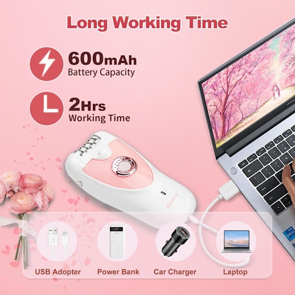 2025 Seneste Model Total Dækning Epilator, Elektrisk Pincetsystem, Pink