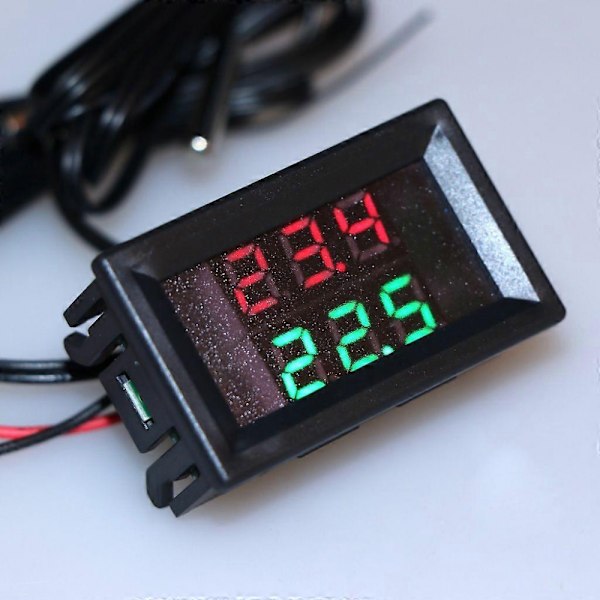 Dubbel Digital Termometer NTC Vattentät Metallsond DC 4-28V Precision