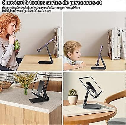 Foldbart Tablet Stativ Mobiltelefonholder til Skrivebord Kompatibel Alle Smartphones Smartphone (sort)