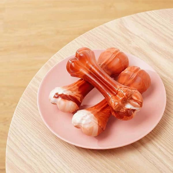 Hundleksak Tuggbens Tåligt Giftfritt Ben Med Nötsmak Tandrengöring Massage Hundleksak 12*4.2CM