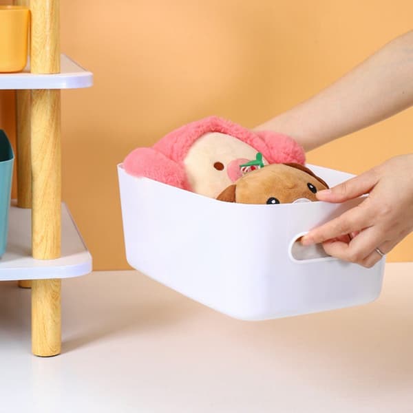 10-delt opbevaringsboks, opbevaringskurv, hylde, plastboks (hvid)