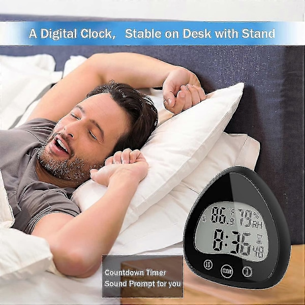 Shxx Digital Badrum Dusch Kök Klocktimer med Alarm, Stänksäker, Visuell Nedräkningstimer, Tidshanteringsverktyg, Inomhustemperatur