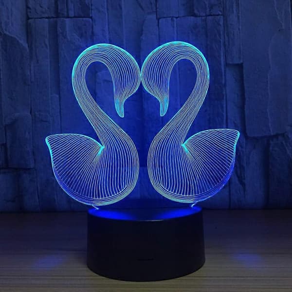 SBSG 3D Illusionslampe LED Svanenatlampe Dyrelegetøj til Kærestepar