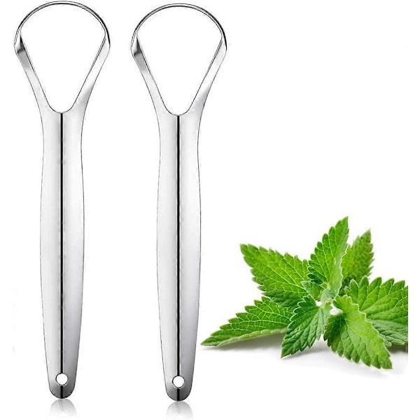 Tungeskraber i rustfrit stål (2 stk.), Ayurvedisk tungeskraber til dårlig ånde (enkelt lag)
